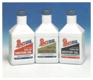 AMSOIL 5w30, 10w30, and 10w40 Synthetic Motor Oil as packaged in 1997.